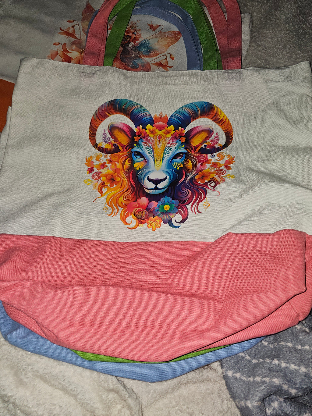 Large canvas Tote bags with small cosmetic bag
