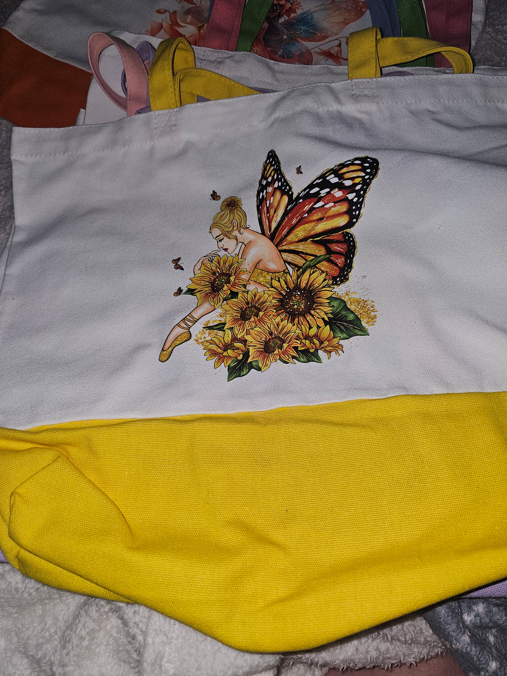 Large canvas Tote bags with small cosmetic bag