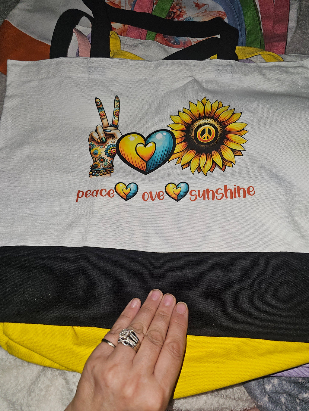 Large canvas Tote bags with small cosmetic bag