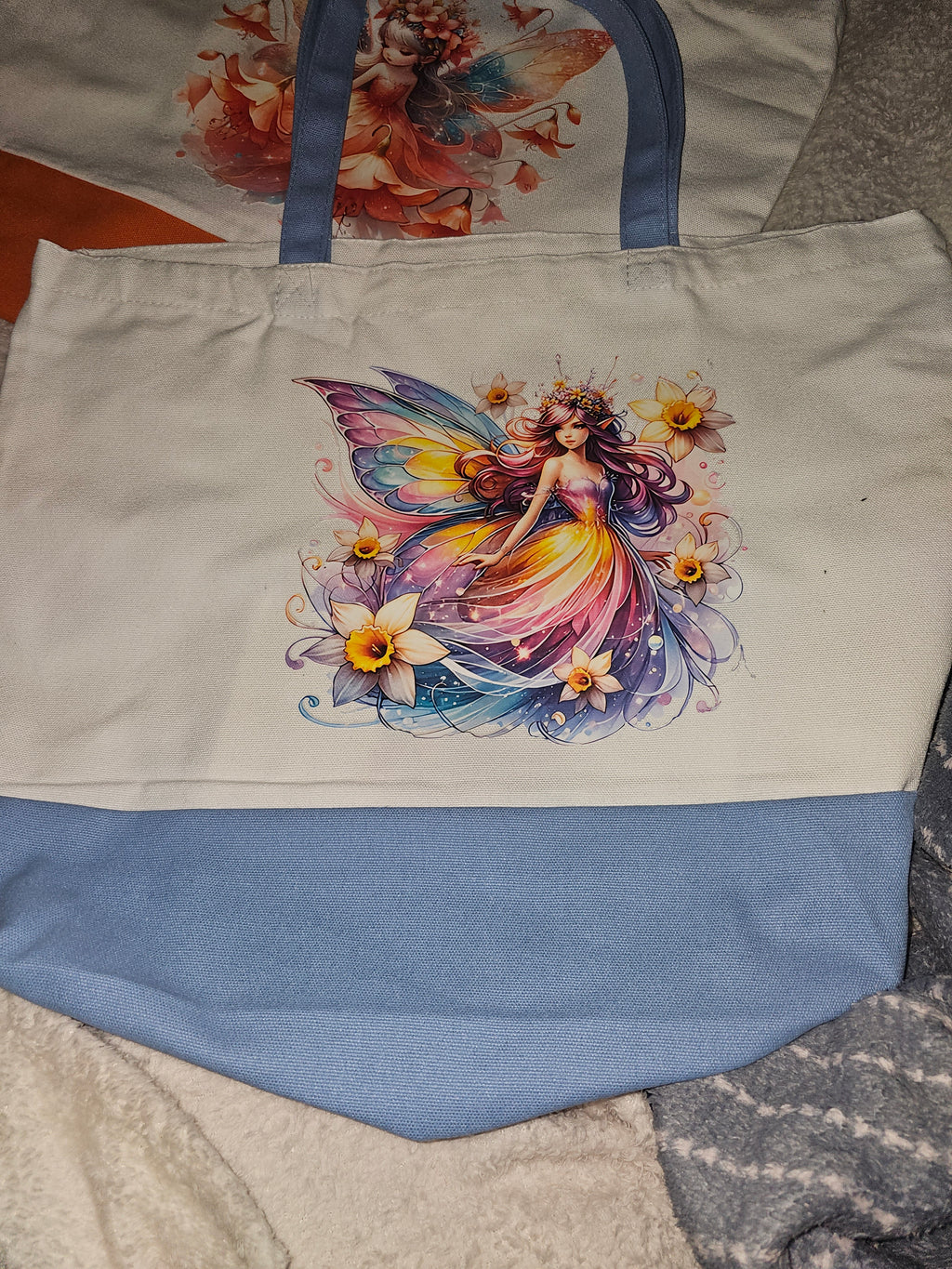 Large canvas Tote bags with small cosmetic bag